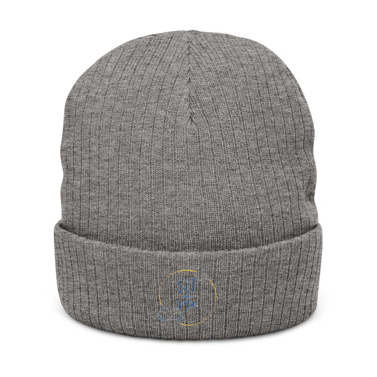 Cozy Ribbed Knit Beanie with Embroidery - Perfect Winter Hat for Outdoor Adventures, Gifts, and Everyday Wear