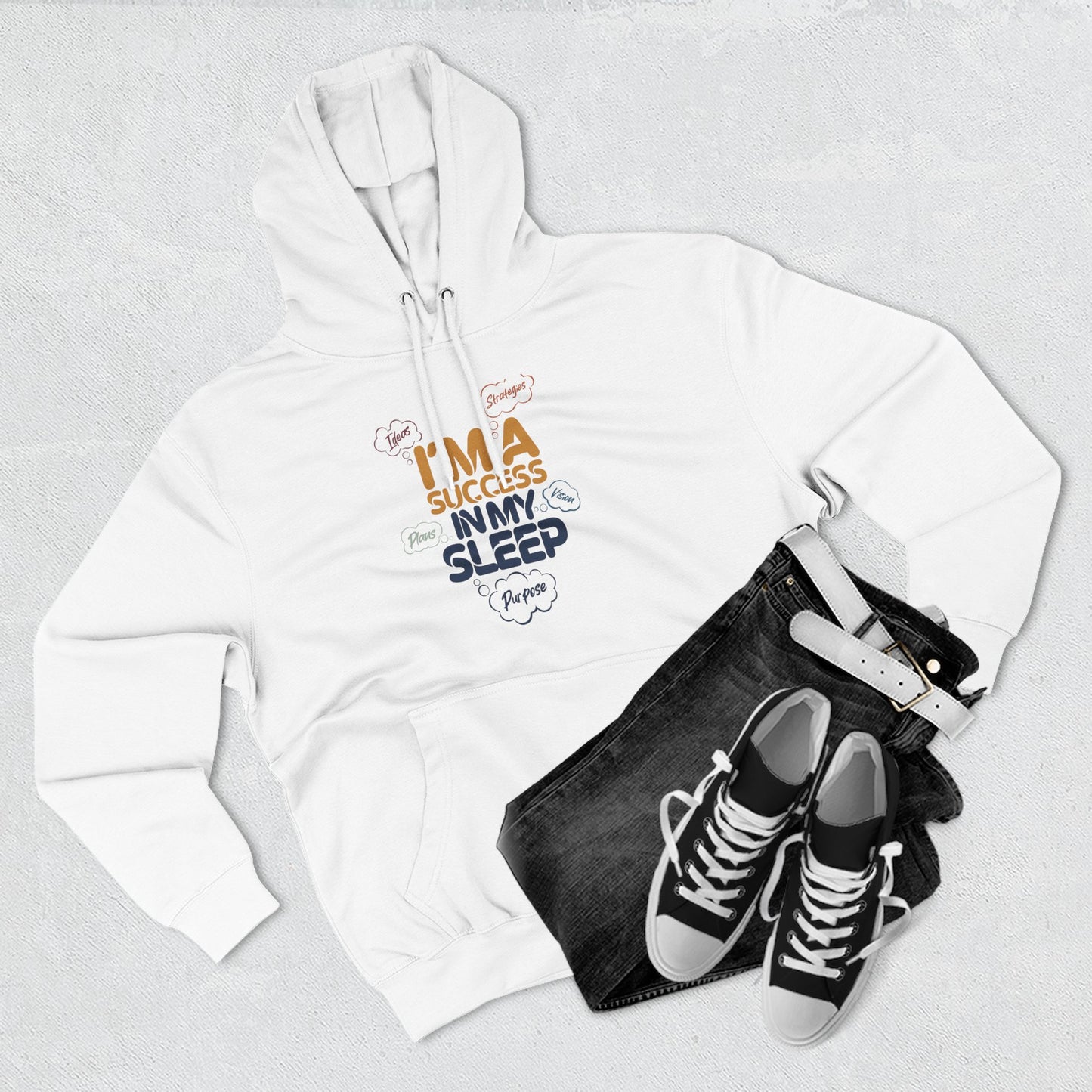 Inspirational Success Hoodie, Cozy Fleece Hoodie, Motivational Wear, Gift for Dreamers, Funny Hoodie for Sleep Lovers