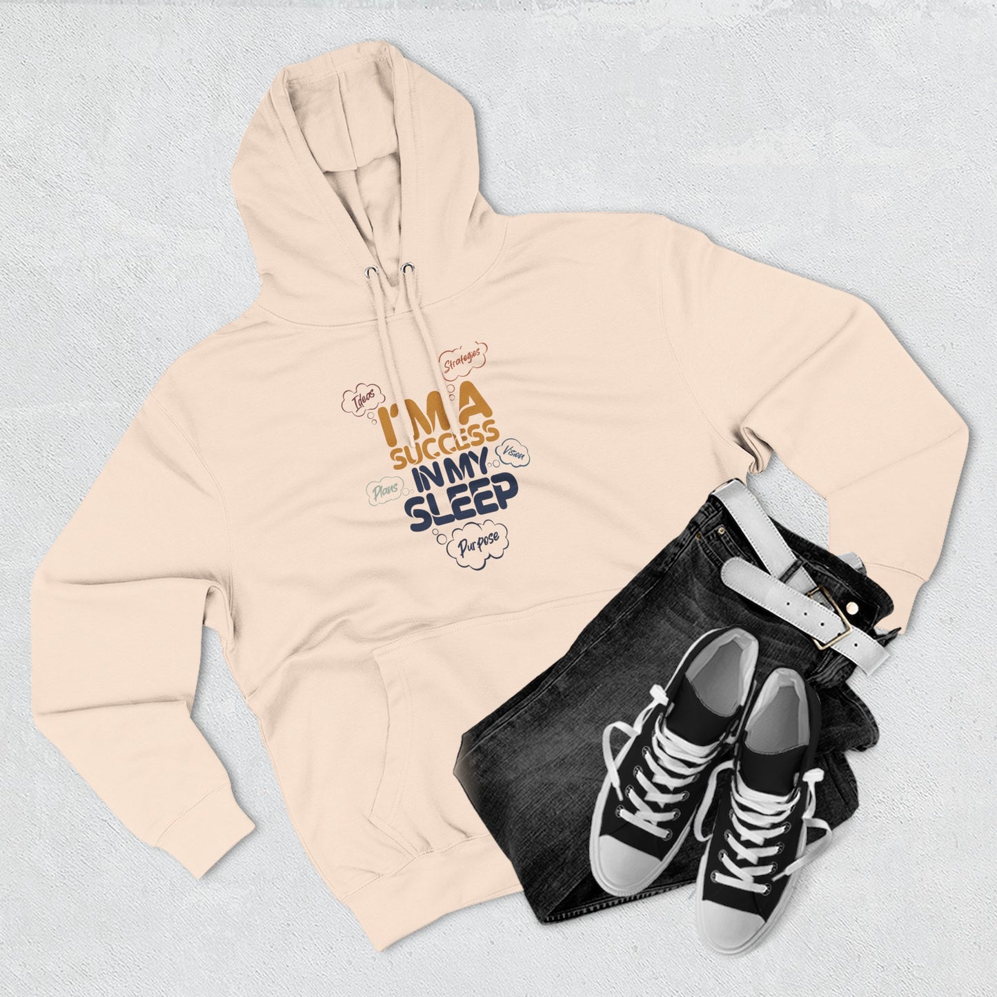 Inspirational Success Hoodie, Cozy Fleece Hoodie, Motivational Wear, Gift for Dreamers, Funny Hoodie for Sleep Lovers
