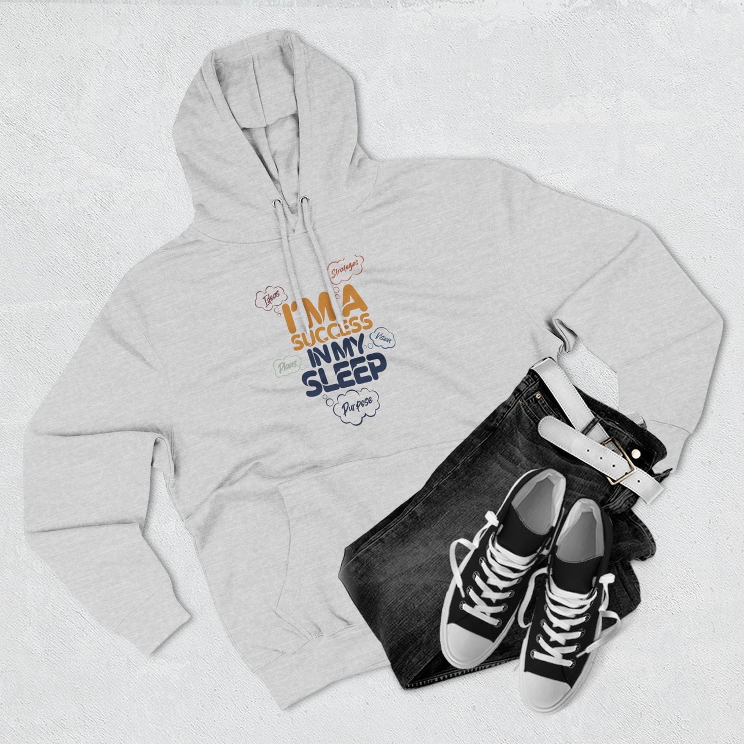 Inspirational Success Hoodie, Cozy Fleece Hoodie, Motivational Wear, Gift for Dreamers, Funny Hoodie for Sleep Lovers