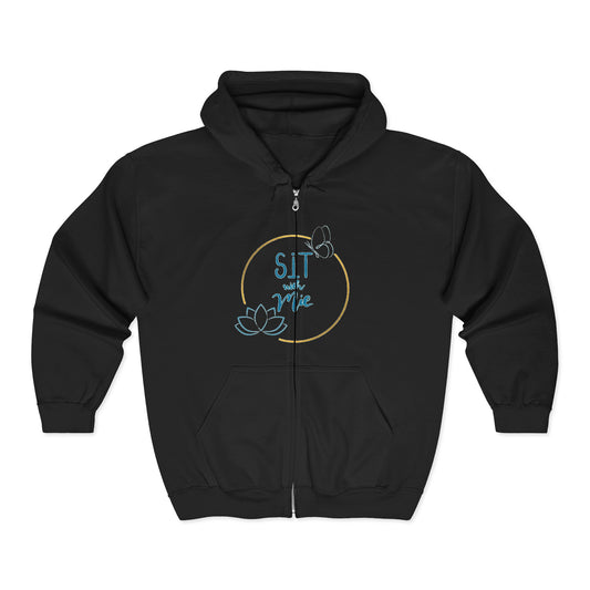Meditation-Inspired Full Zip Hoodie, Cozy Relaxation Apparel, Mindfulness Gift, Unisex Sweatshirt for Yoga Lovers, Comfort Wear for Chilling