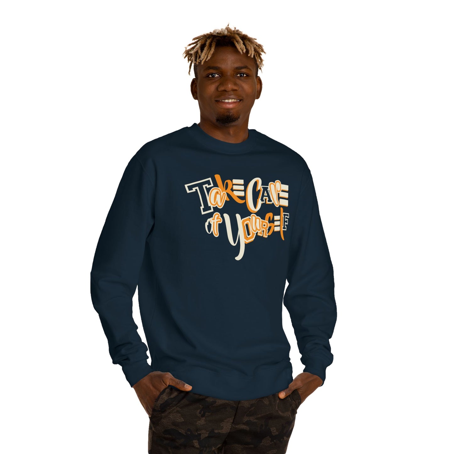 Take Care of Yourself Crew Neck Sweatshirt | Unisex Cozy Apparel, Self-Care Gift, Casual Wear, Relaxation Outfit, Inspirational Fashion