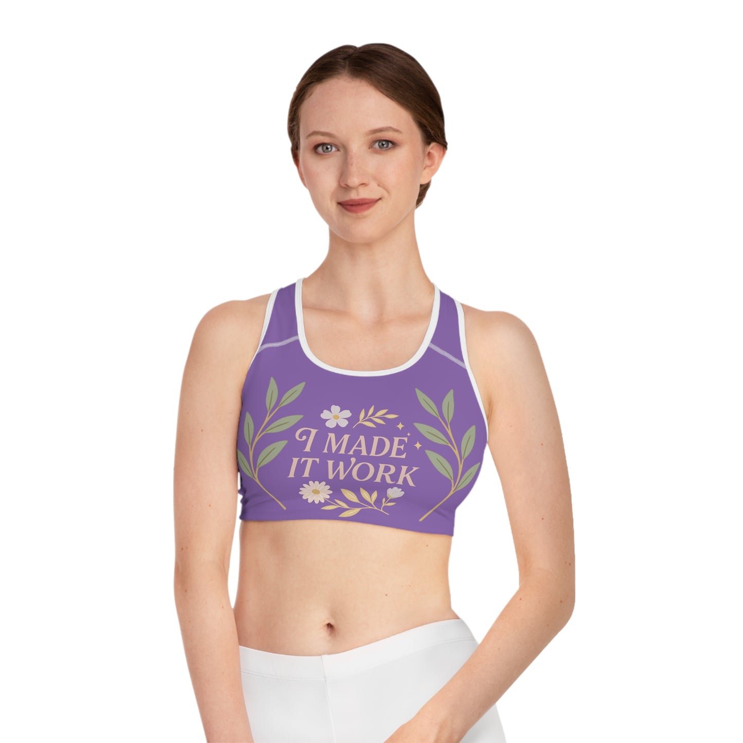 Motivational Sports Bra with Floral Design, Activewear for Women, Fitness Gear, Gym Apparel, Workout Bra, Gift for Athletes